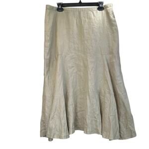 Rafaella Womens 16 Beige 100% Linen Long Skirt Modest Western/Boho Lagen Look